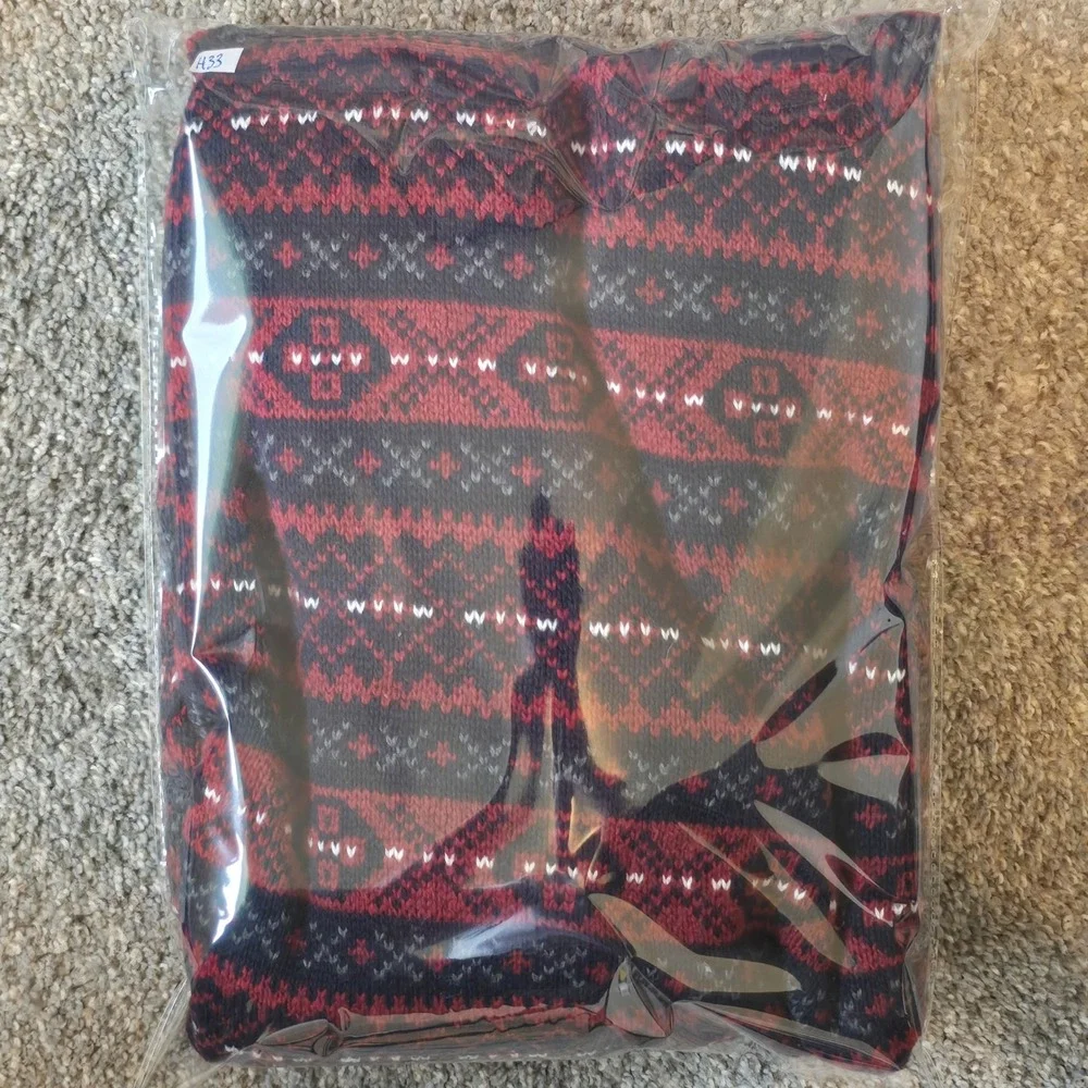 Vintage Style Croft&Barrow Red Geometric Striped Heavyweight Knit Sweater sz 2XL